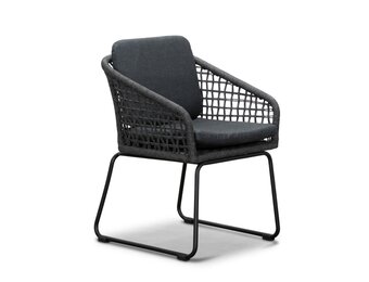 Tulum dining tuinstoel | touw + aluminium | Lava Grey