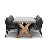 Norwich/Calgary antraciet dining tuinset | 6 personen | betonlook + touw | 250cm