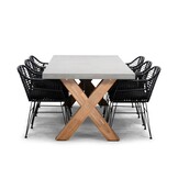 Norwich/Napels dining tuinset | 6 personen | betonlook + wicker | 250cm