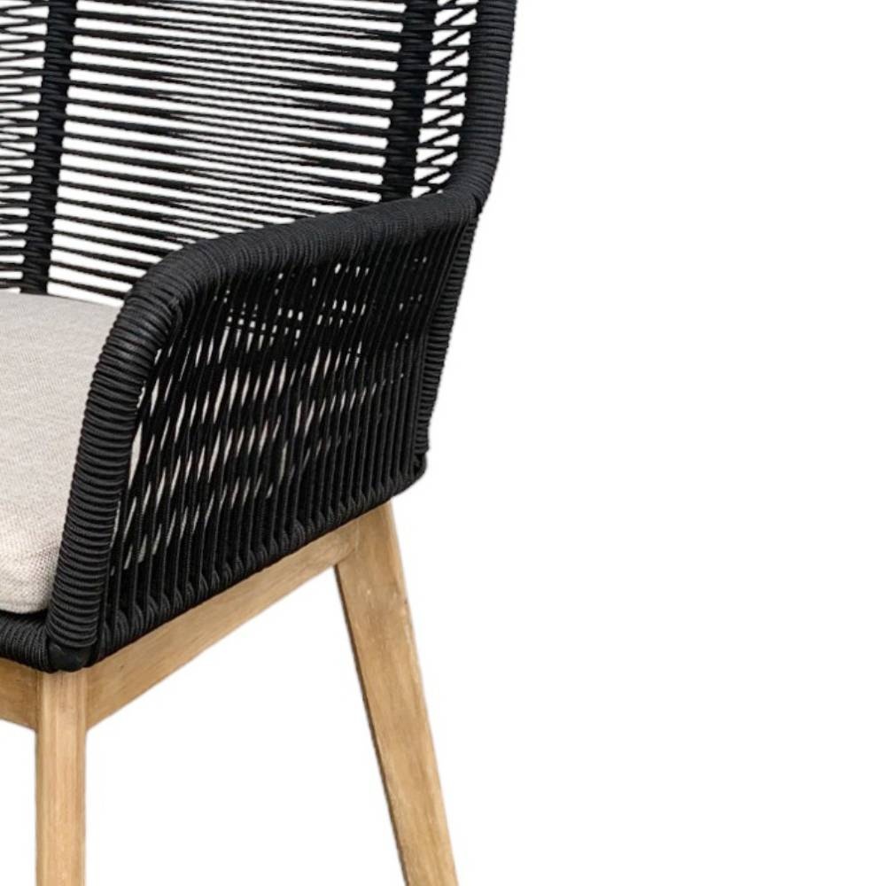 Norwich/Padua zwart dining tuinset | 6 personen | betonlook + touw | 250cm