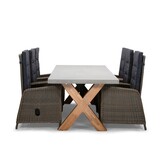 Norwich/Rennes dining tuinset | 6 personen | betonlook + touw | 250cm