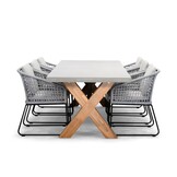 Norwich/Tulum grijs dining tuinset | 6 personen | betonlook + touw | 250cm