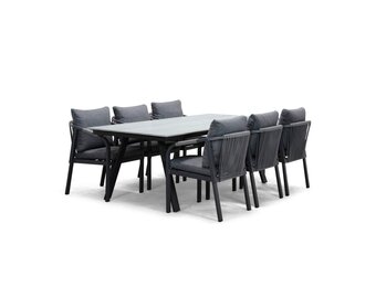 Oslo Grey/Calgary antraciet dining tuinset | 6 personen | polywood + touw | 220cm