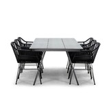 Oslo Grey/Napels dining tuinset | 6 personen | polywood + wicker | 220cm