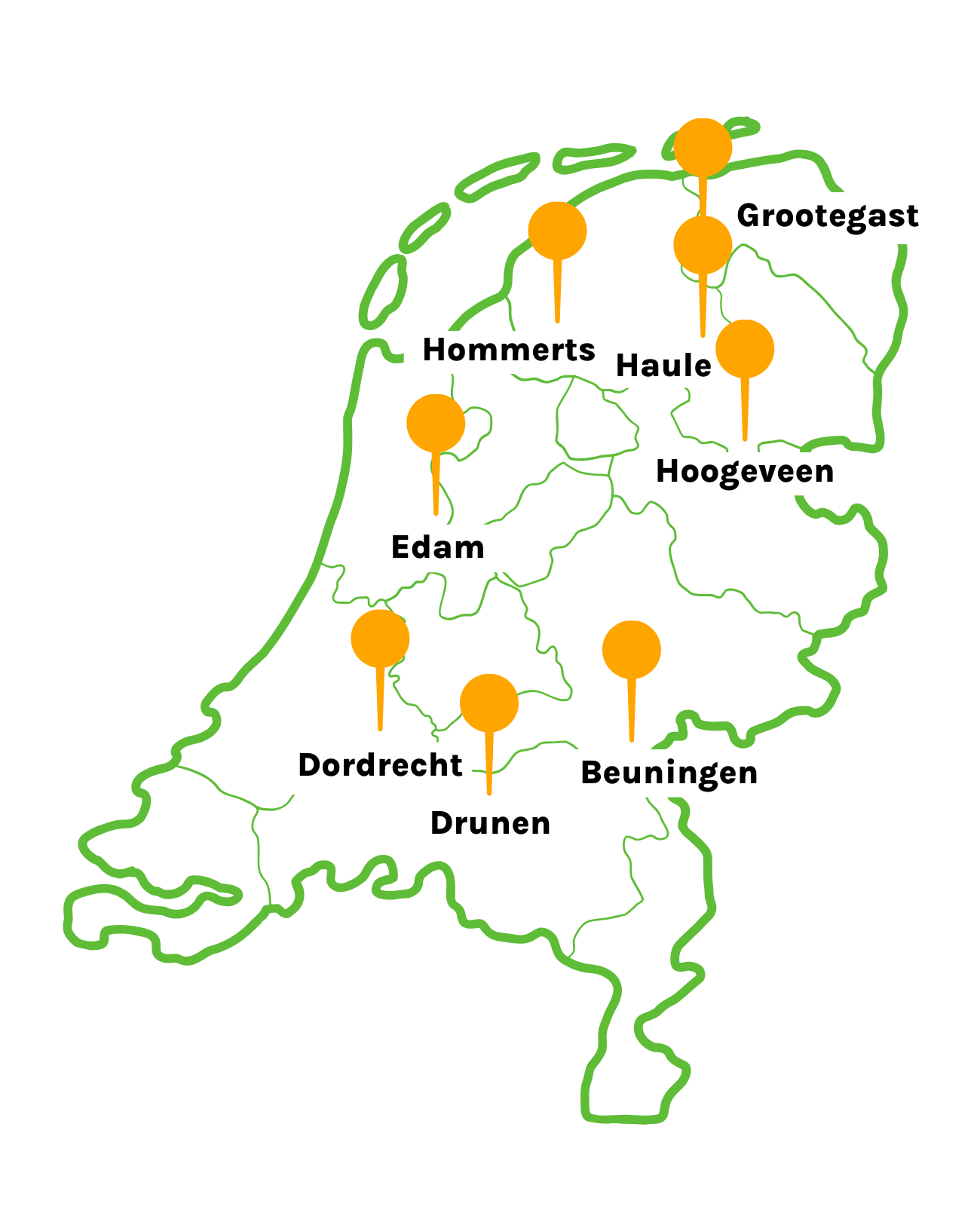 Kaart showrooms winkels