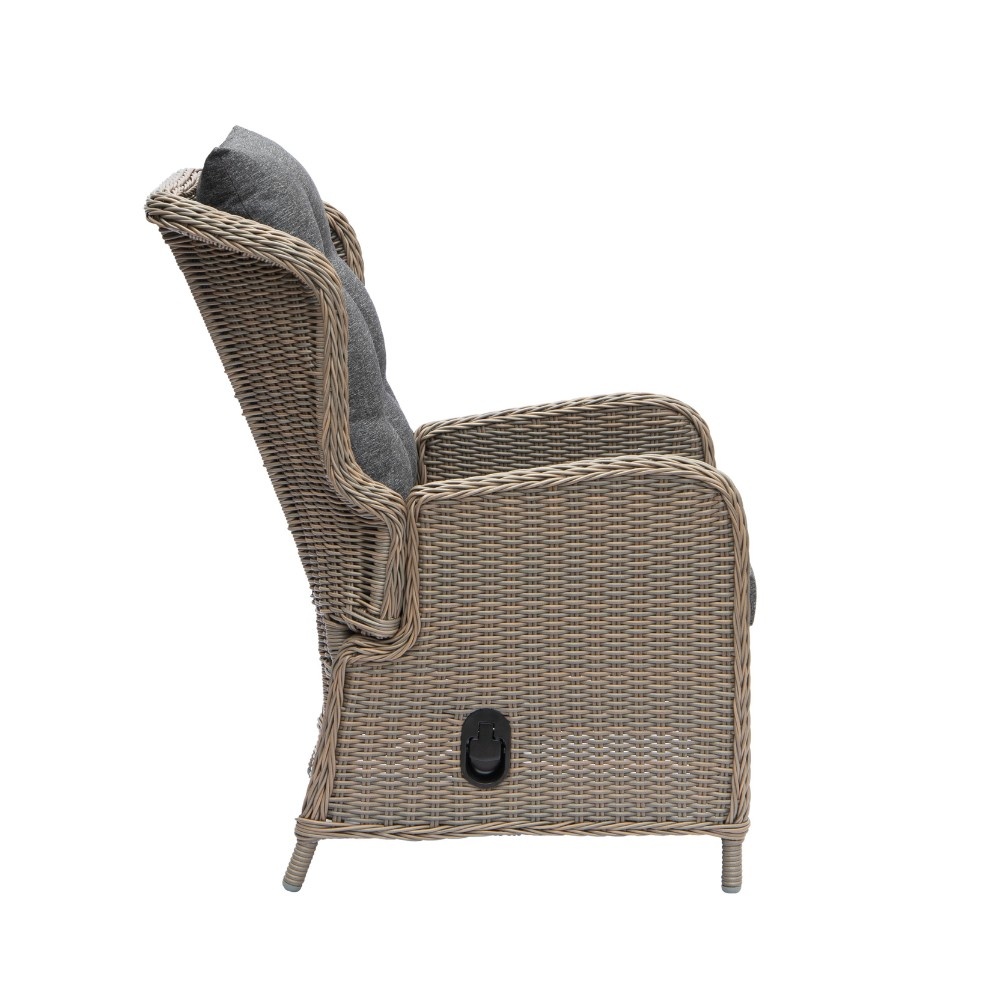 Glasgow loungestoel tuin met voetenbank | wicker + aluminium | Ash Grey
