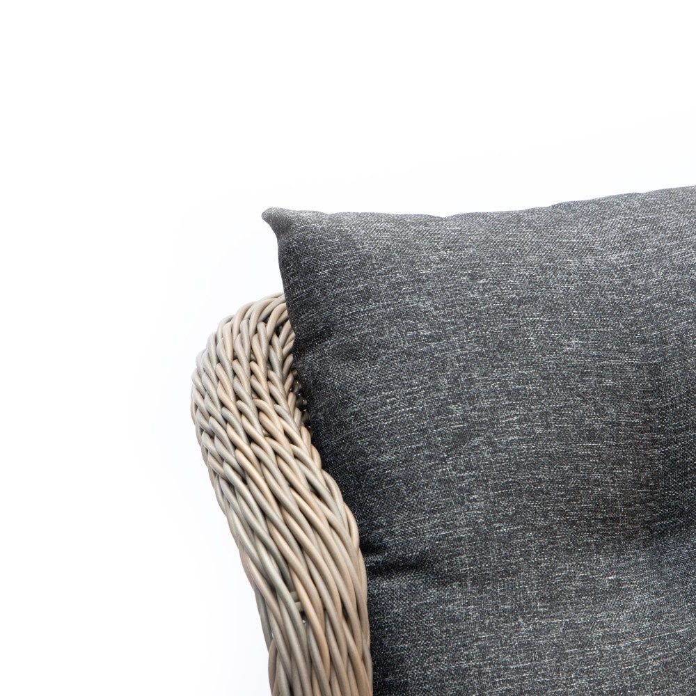 Glasgow loungestoel tuin met voetenbank | wicker + aluminium | Ash Grey