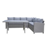 Stockholm dining loungeset met stoel 7 personen | wicker | grijs | 4-delig - 245x169cm