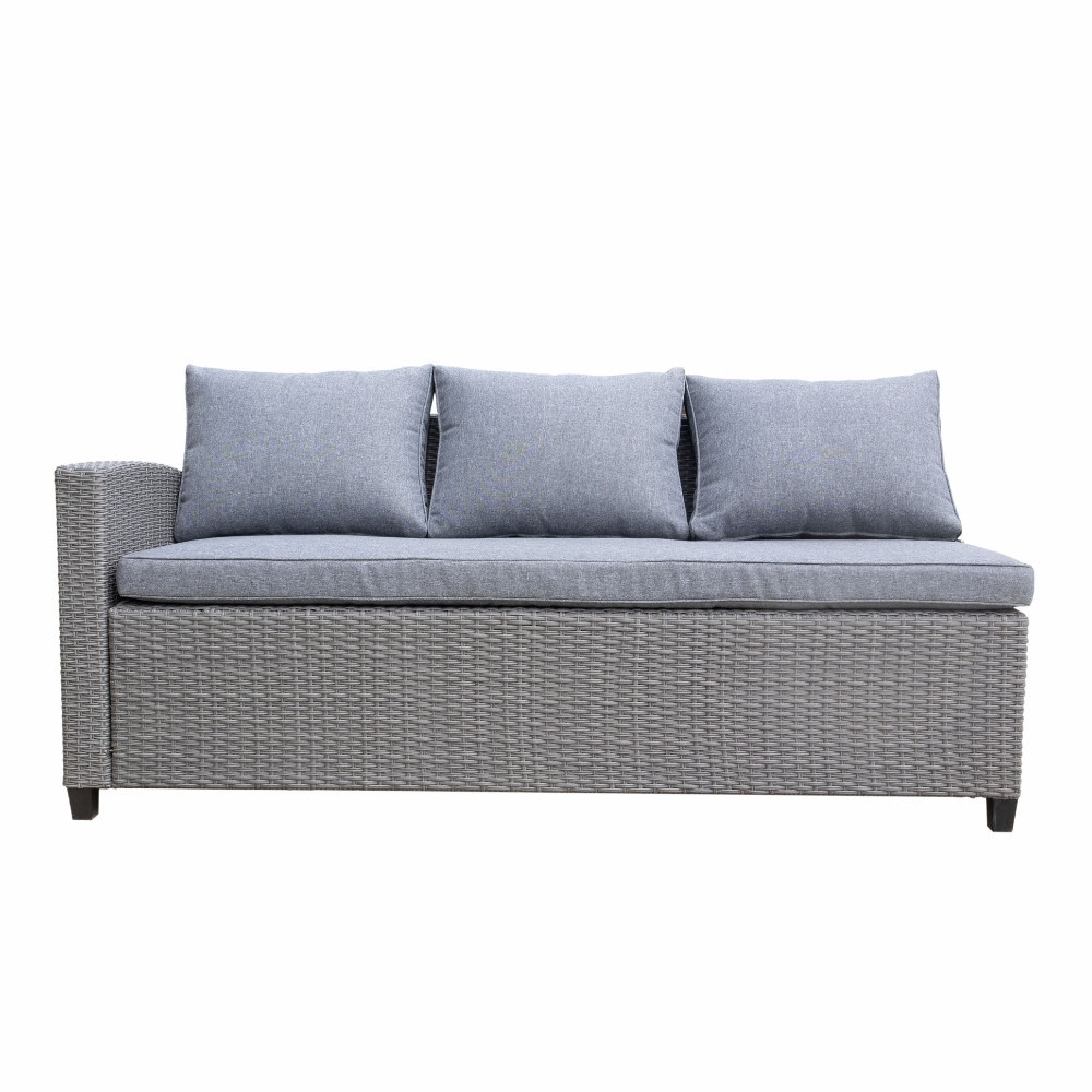Stockholm dining loungeset met stoel 7 personen | wicker | grijs | 4-delig - 245x169cm