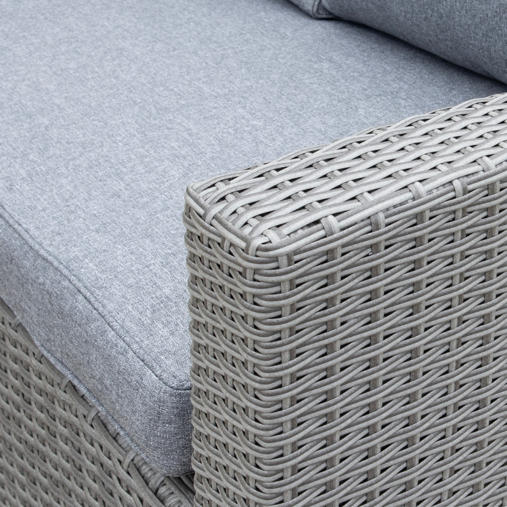 Stockholm dining loungeset met stoel 7 personen | wicker | grijs | 4-delig - 245x169cm