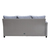 Stockholm dining loungeset met hockers 8 personen | wicker | grijs | 5-delig - 245x169cm