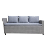 Stockholm dining loungeset met hockers 8 personen | wicker | grijs | 5-delig - 245x169cm