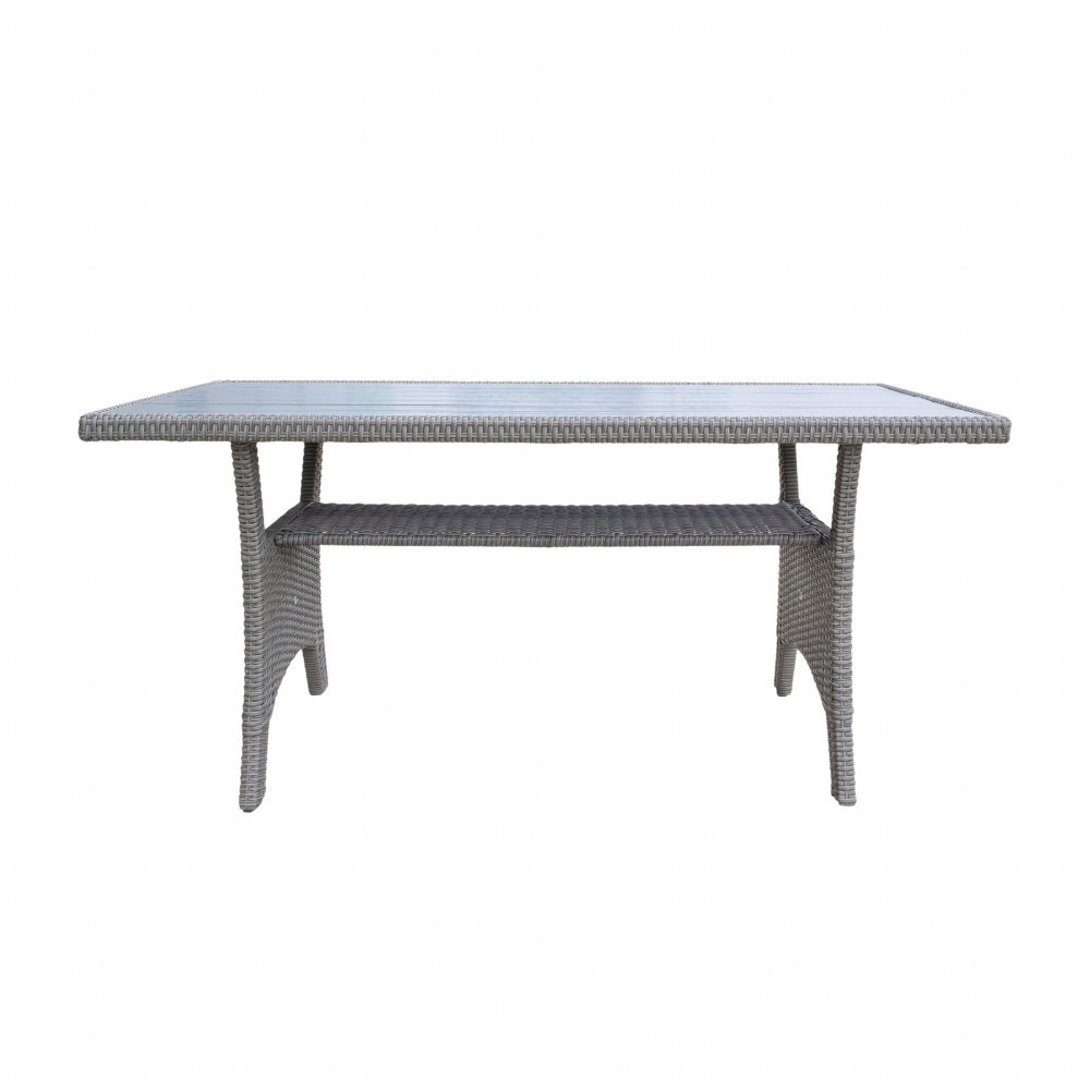 Stockholm dining loungeset met hockers 8 personen | wicker | grijs | 5-delig - 245x169cm