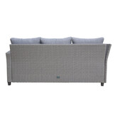 Stockholm dining loungeset met hockers 8 personen | wicker | grijs | 5-delig - 245x169cm