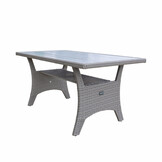 Stockholm dining loungeset met hockers 8 personen | wicker | grijs | 5-delig - 245x169cm