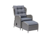 Glasgow loungestoel tuin met voetenbank | wicker + aluminium | Blended Grey