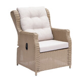Geneve loungestoel tuin met voetenbank | wicker + aluminium | Royal Sand