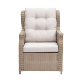 Geneve loungestoel tuin met voetenbank | wicker + aluminium | Royal Sand