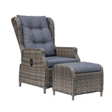 Belfort loungestoel tuin met voetenbank | wicker + aluminium | Kobo Grey