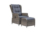 Belfort loungestoel tuin met voetenbank | wicker + aluminium | Kobo Grey