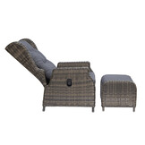 Belfort loungestoel tuin met voetenbank | wicker + aluminium | Kobo Grey