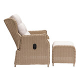 Geneve loungestoel tuin met voetenbank | wicker + aluminium | Royal Sand