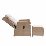 Geneve loungestoel tuin met voetenbank | wicker + aluminium | Royal Sand