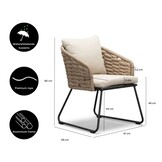 Ropera dining tuinstoel | touw + aluminium | Sahara Dust