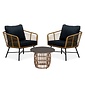 BUITEN living Flow lounge balkonset 2 personen | wicker + betonlook | Bamboo antraciet | 3-delig