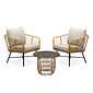 BUITEN living Flow lounge balkonset 2 personen | wicker + betonlook | Bamboo taupe | 3-delig