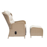 Glasgow loungestoel tuin met voetenbank | wicker + aluminium | Royal Sand