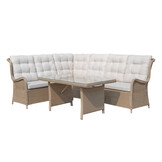 Glasgow dining loungeset 6 personen | wicker | Royal Sand | 3-delig - 258x202cm
