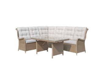 Glasgow dining loungeset 6 personen | wicker | Royal Sand | 3-delig - 258x202cm