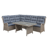 Glasgow dining loungeset 6 personen | wicker | Ash Grey | 3-delig - 258x202cm