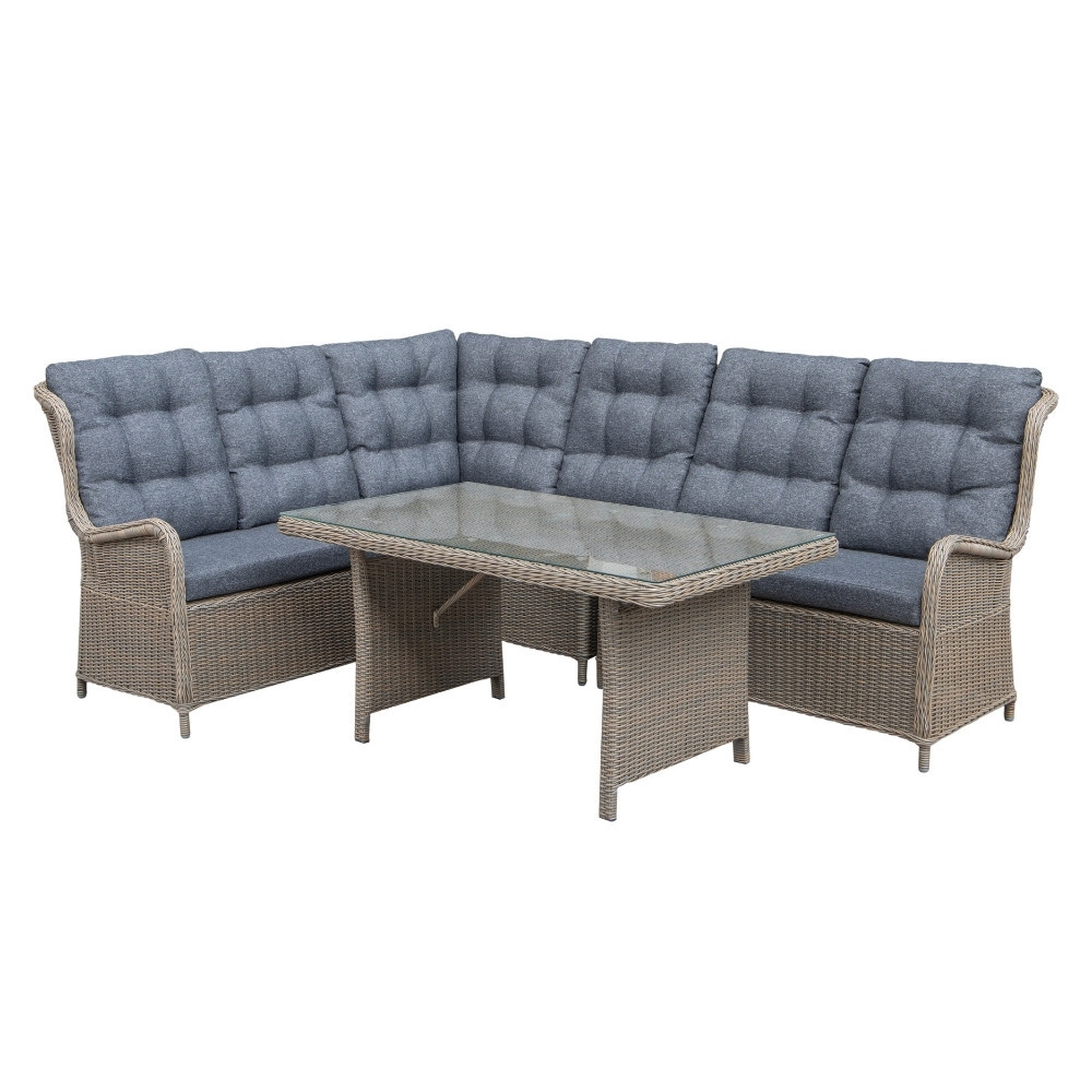 Glasgow dining loungeset 6 personen | wicker | Ash Grey | 3-delig - 258x202cm afbeelding
