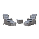 Glasgow lounge balkonset 2 personen | wicker + aluminium | Blended Grey | 5-delig