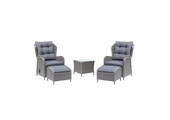 Glasgow lounge balkonset 2 personen | wicker + aluminium | Blended Grey | 5-delig
