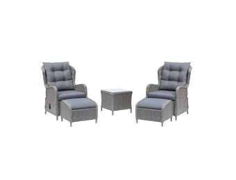 Glasgow lounge balkonset 2 personen | wicker + aluminium | Blended Grey | 5-delig