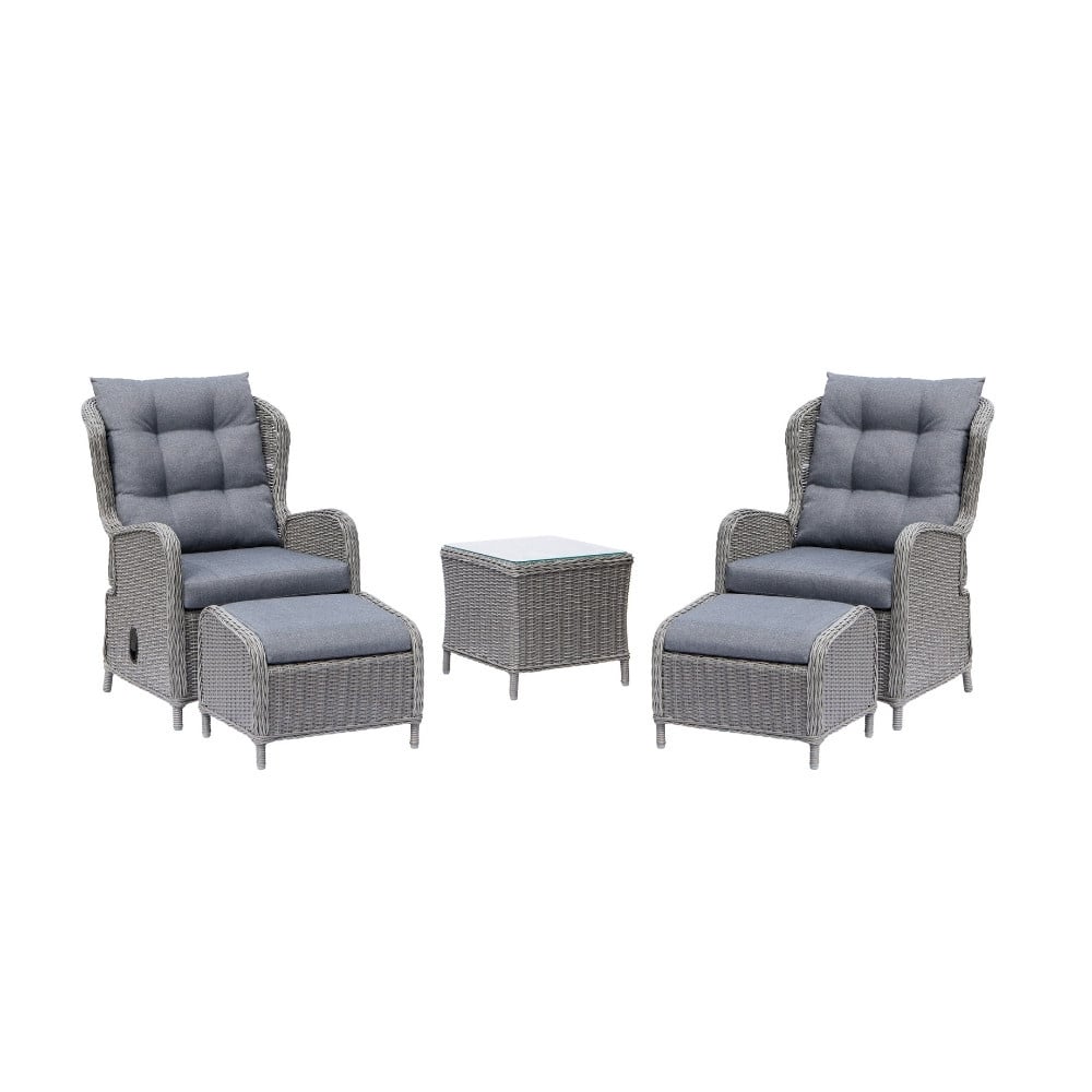 Glasgow lounge balkonset 2 personen | wicker + aluminium | Blended Grey | 5-delig afbeelding