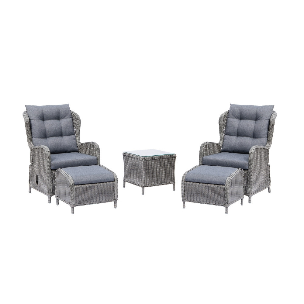Glasgow lounge balkonset 2 personen | wicker + aluminium | Blended Grey | 5-delig