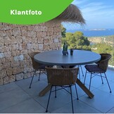 Nancy dining tuintafel 4 personen | polystone + hardhout | betonlook | Ø135cm rond