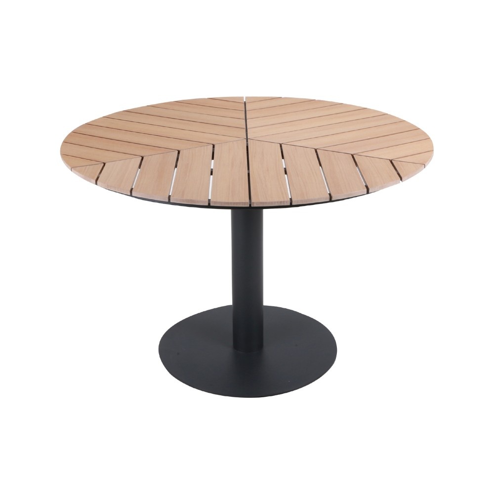 Sirena visgraat dining tuintafel 4 personen | polywood + aluminium | Natural Wood | Ø120cm rond