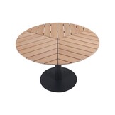 Sirena visgraat dining tuintafel 4 personen | polywood + aluminium | Natural Wood | Ø120cm rond