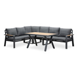 Lola dining loungeset 6 personen | aluminium + polywood | antraciet | 3-delig - 288x220cm