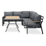 Lola dining loungeset 6 personen | aluminium + polywood | antraciet | 3-delig - 288x220cm