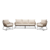 Valencia stoel-bank loungeset 5 personen | touw + aluminium | Sahara Dust | 3-delig