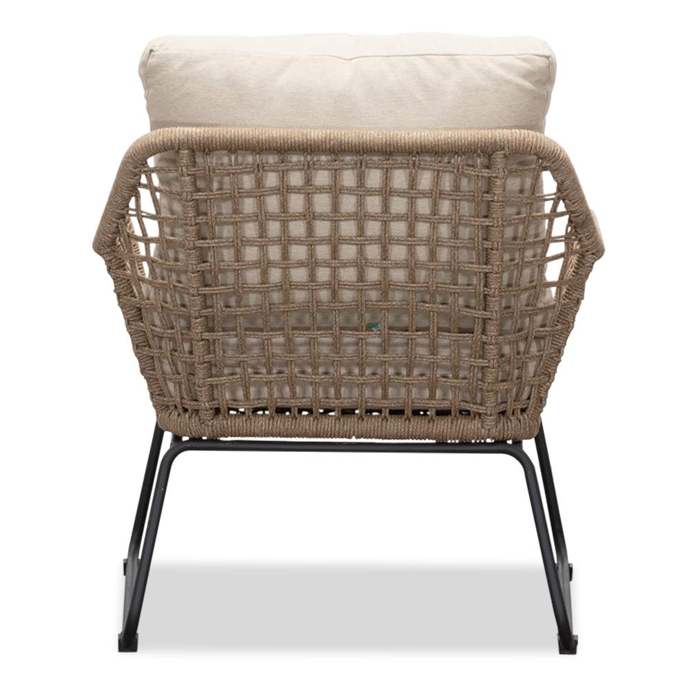 Valencia/Aurora stoel-bank loungeset 5 personen | touw + teakhout | Sahara Dust | 5-delig