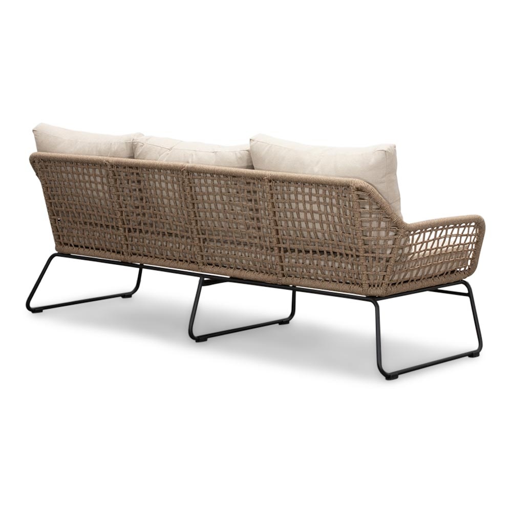 Valencia/Aurora stoel-bank loungeset 5 personen | touw + teakhout | Sahara Dust | 5-delig