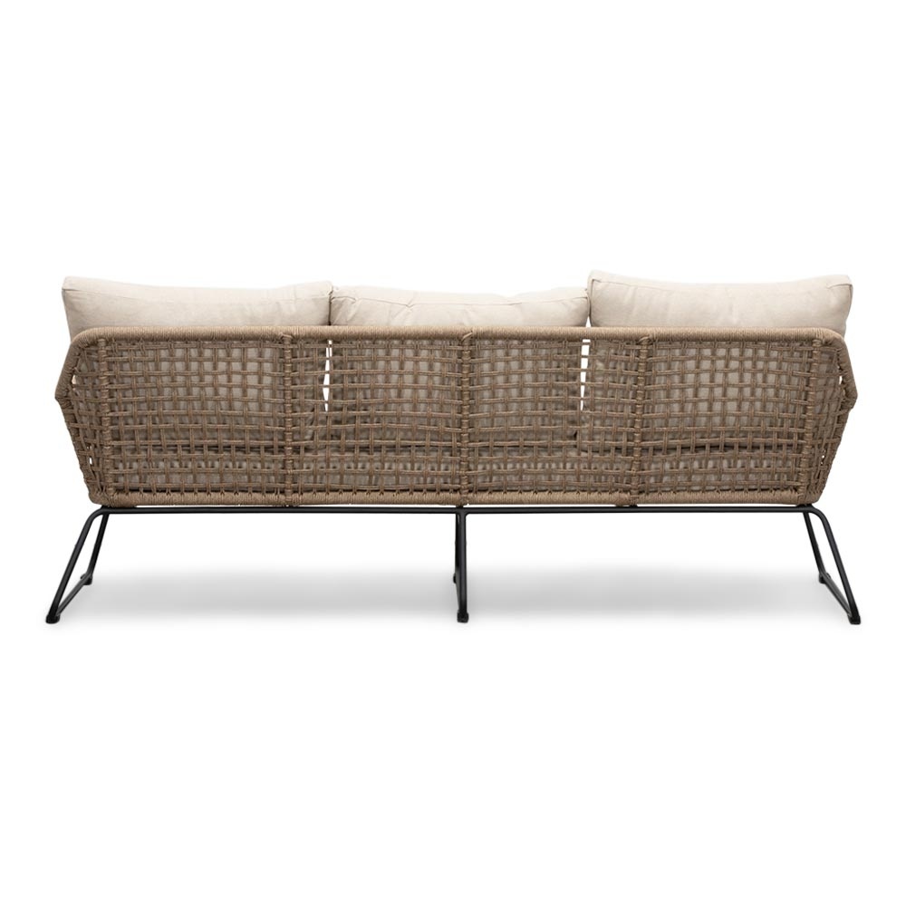 Valencia/Aurora stoel-bank loungeset 5 personen | touw + teakhout | Sahara Dust | 5-delig