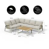 Como hoek loungeset 6 personen | aluminium + polywood | beige | 4-delig - 271x210cm
